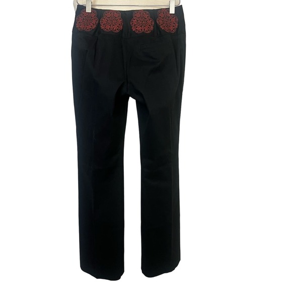 Anthropologie Elevenses Embroidered Black Slacks Size 6 Side Zip Straight Leg - Picture 15 of 16